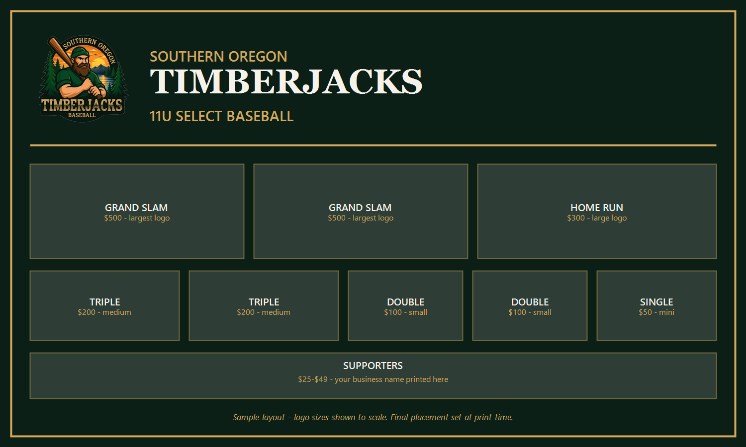 Concept layout for a team sponsor banner
